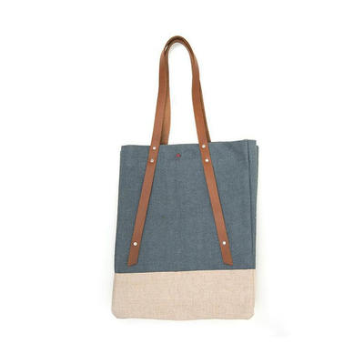 Custom Eco Friendly Jute Tote Bag Handbag with leather handle