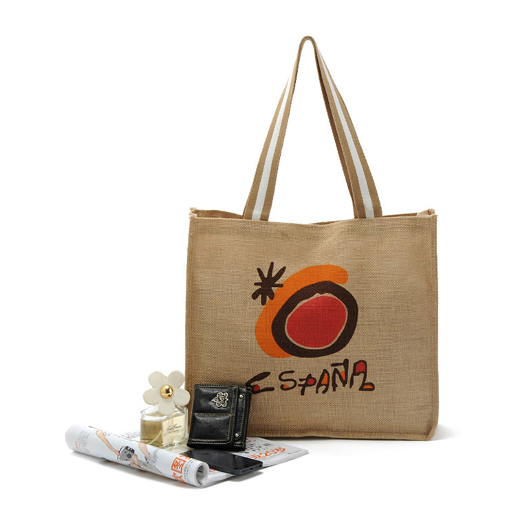Wholesale promotional Eco-friendly Jute Hemp Grocery Tote Shopping Bag