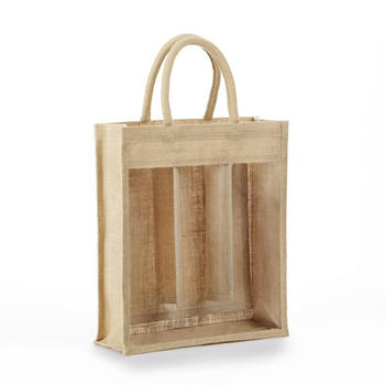 Wholesale reusable jute burlap wine tote gift bag